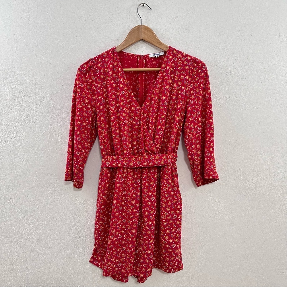 Madewell Floral 3/4 Sleeve Romper